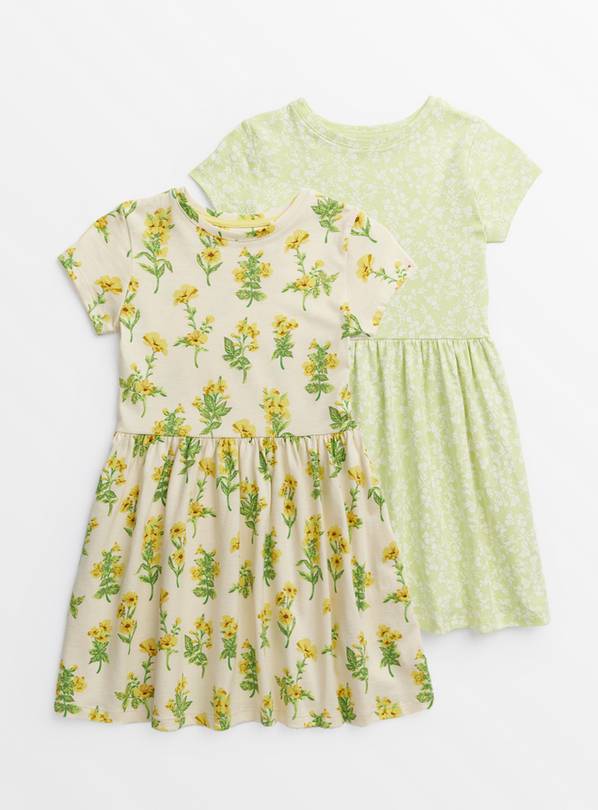 Yellow Floral Bloom Jersey Dresses 2 Pack  9 years